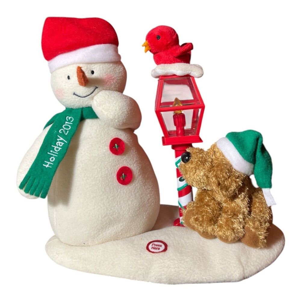 Hallmark 2013 Jingle Pals Merry Carolers Trio Snowman Dog Bird Working 10x10"